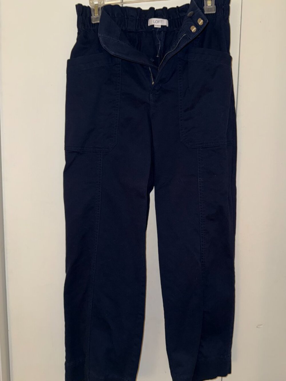 LOFT High Waist, Wide Leg, Cropped Twill Pants - Picture 8 of 9